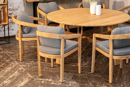 Обеденный стол из тика Joygarden ОКТА 150 см круглый, коричневый