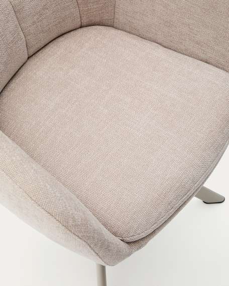 Dorina Вращающееся кресло из бежевого шенилла и стальными бежевыми ножками