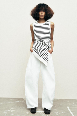 ZARA ТРИКОТАЖНАЯ ФУТБОЛКА В ПОЛОСКУ, ПОЛОСКИ