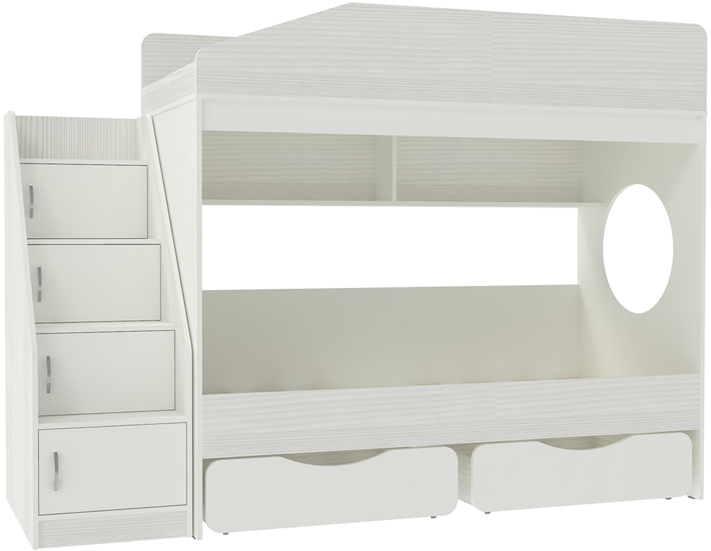 Двухъярусная кровать КарИВи Л-10.3 Белое Дерево Белый