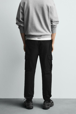 ZARA БРЮКИ КАРГО SLIM FIT, ЧЕРНЫЙ