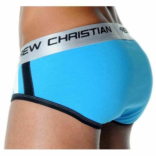 Мужские трусы брифы бирюзовые с передним пуш-ап Andrew Christian Shock Jock Racer Brief Turquoise