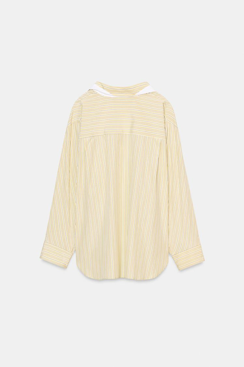 ZARA РУБАШКА ОВЕРСАЙЗ В ПОЛОСКУ С РУКАВОМ ЛЕТУЧАЯ МЫШЬ, СВЕТЛО-ЖЕЛТЫЙ