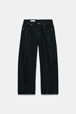 ZARA ДЖИНСЫ TRF BAGGY НА МОЛНИЯХ, ЧЕРНЫЙ