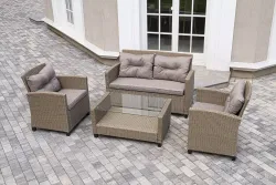 "Филадельфия" лаунж-зона из искусственного ротанга, цвет соломенный