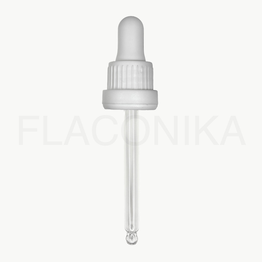 Комплект: Пипетка для флакона 50 мл (18) Белая рифленая с усиленным контролем вскрытия