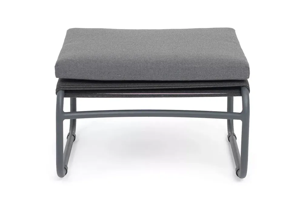 "Ането" пуф плетеный из роупа, каркас алюминий темно-серый (RAL7024) муар, роуп темно-серый круглый