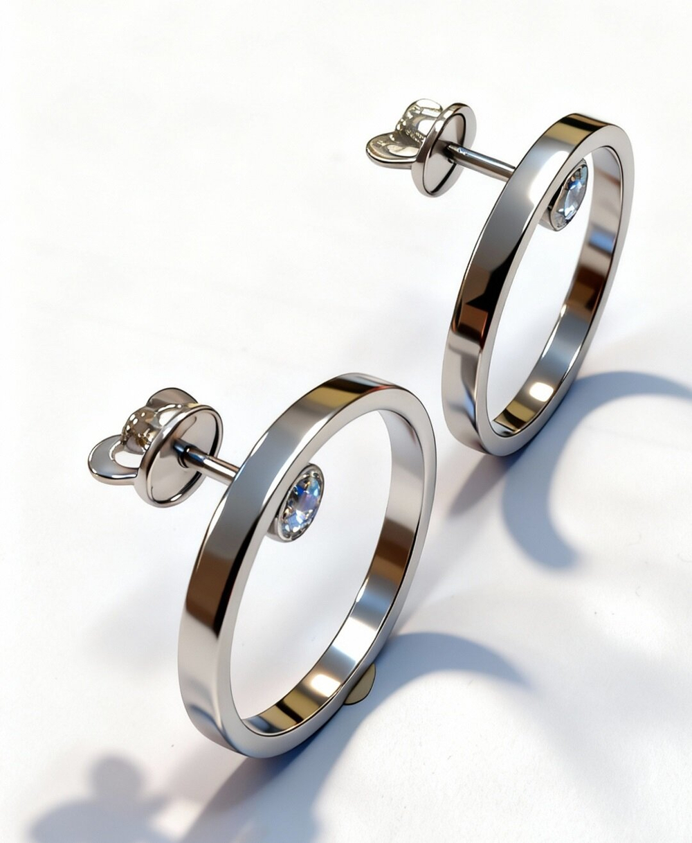 Ювелирные серьги-пусеты из серебра 925 пробы