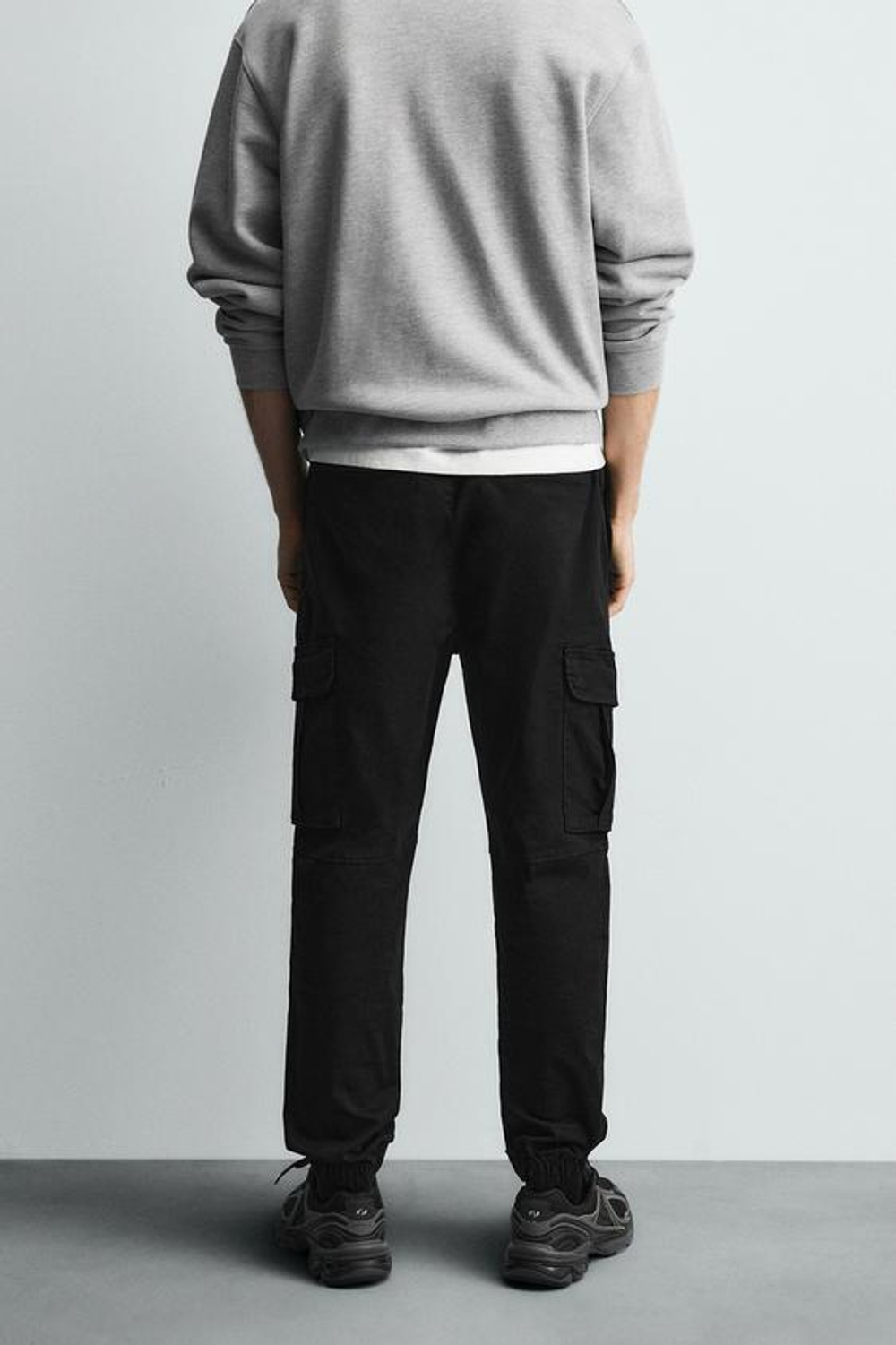 ZARA БРЮКИ КАРГО SLIM FIT, ЧЕРНЫЙ