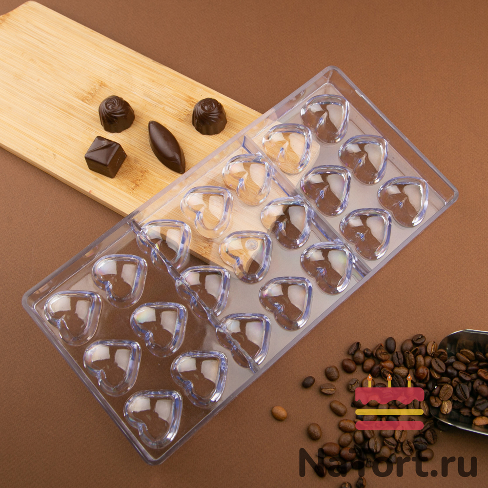 Форма поликарбонатная «Сердце 21 ячейка»