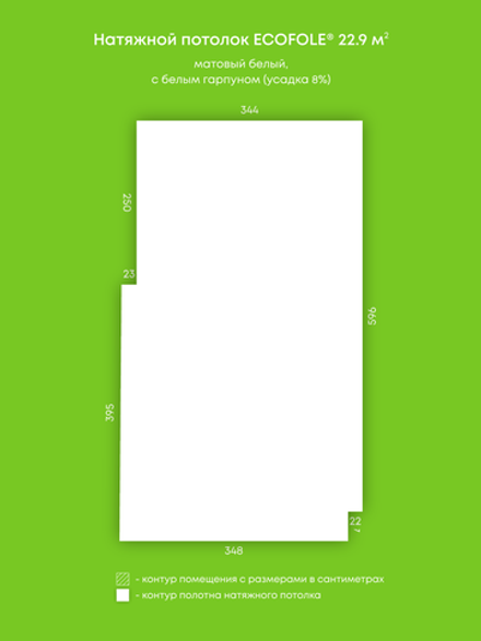 Матовый натяжной потолок 22.9 м2
