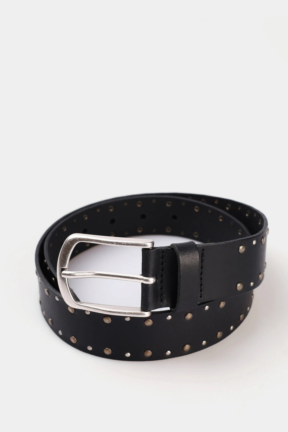 Ремень взрослый MUSTANG Leather belt in 35mm with rivets and buckle in polished silver