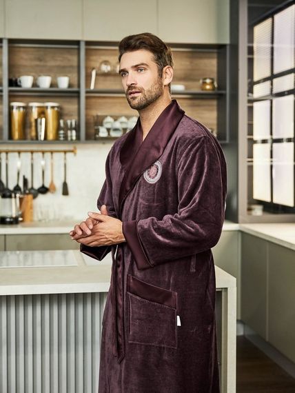 Халат мужской PAUL без капюшона бордовый POLENS