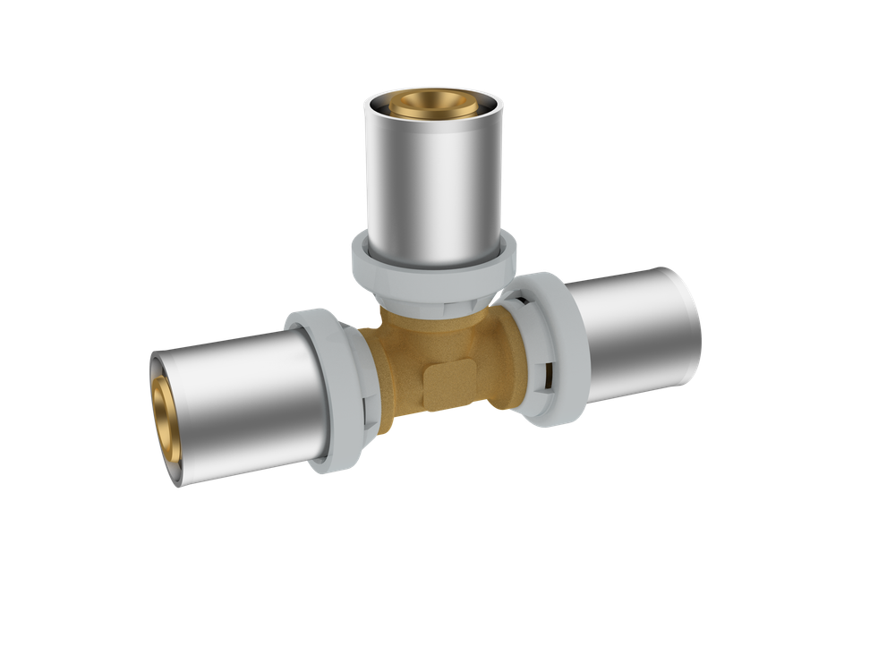 Тройник равнопроходной RIIFO Omni пресс латунь 75