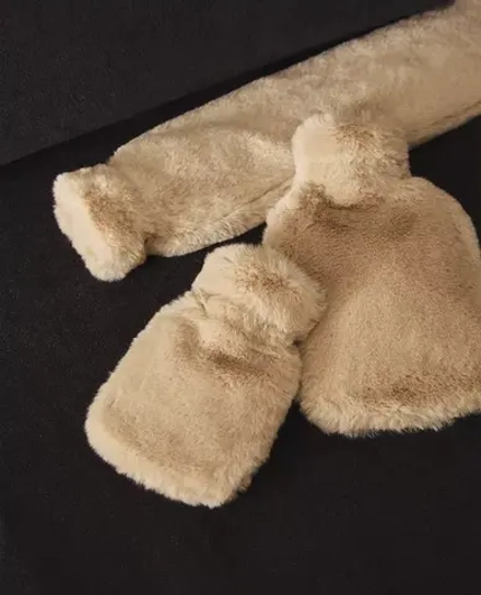ZARA HOME ГРЕЛКА ИЗ ИСКУССТВЕННОГО МЕХА, БЕЖЕВЫЙ