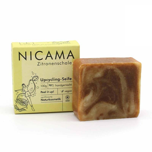 Мыло NICAMA из переработанных материалов с отшелушивающим эффектом - с ароматом лимонной цедры, 100 гр