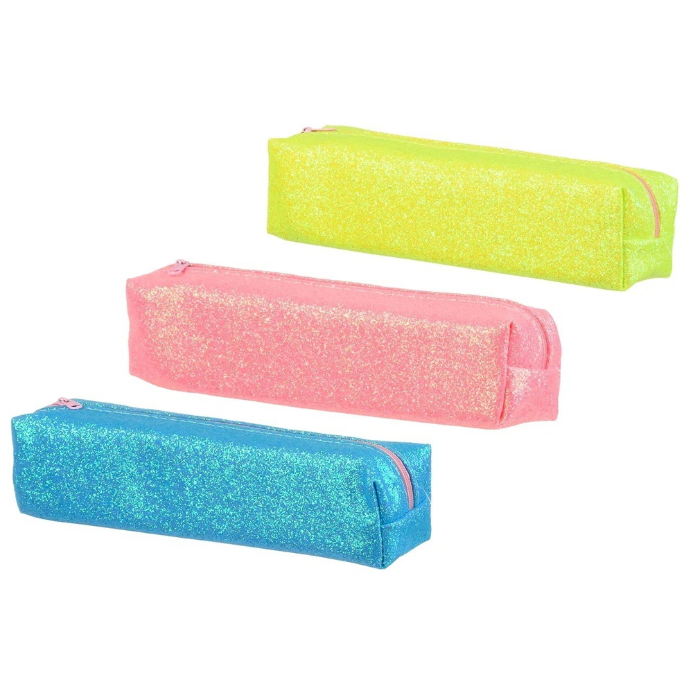 Пенал-косметичка Basir без наполнения, 20*5*5 см, серия "Люкс", с блёстками, голубой