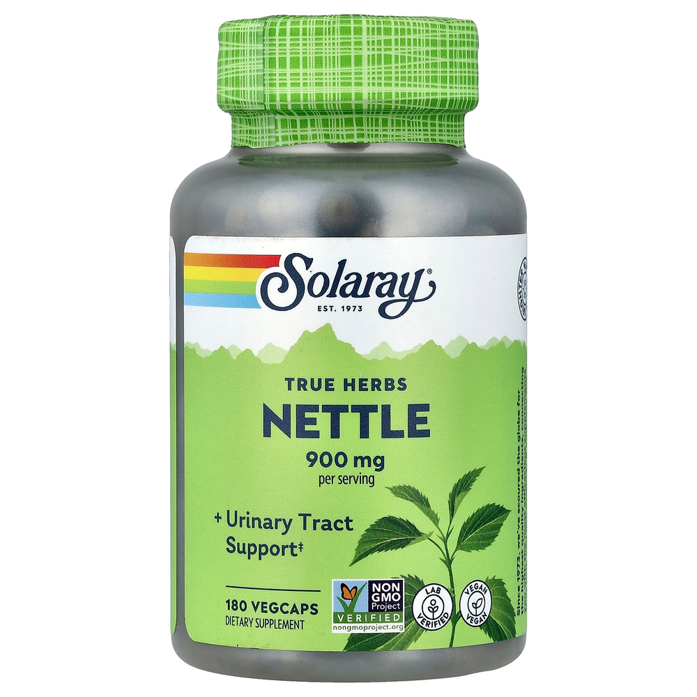 Solaray, True Herbs, крапива, 180 вегетарианских капсул (450 мг в капсуле)