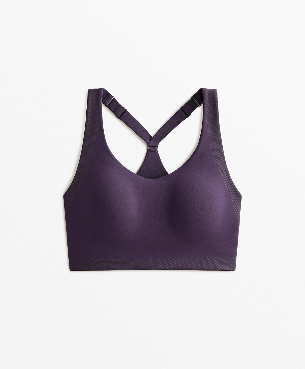 Oysho Спортивный бюстгальтер Compressive, темно-фиолетовый