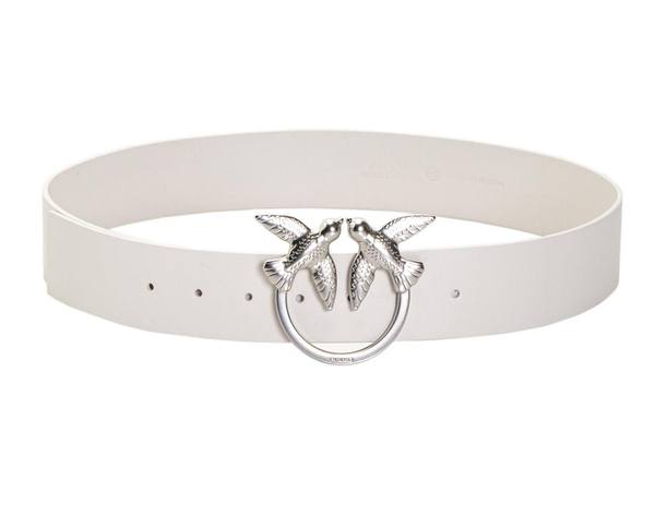 LOVE BIRDS SIMPLY LEATHER BELT - white–silver / L (100см)- L (100см)