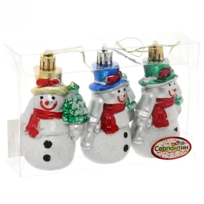 Ёлочные игрушки «Снеговичок с елочкой» 7,5*6,5см (набор 3шт)