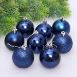 Новогодние шары 6 см (набор 24 шт) «Микс фактур», сапфир