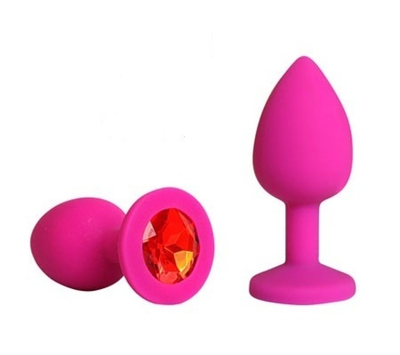 Анальная втулка фуксия с кристаллом Small красный 7 см
