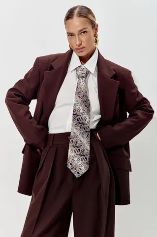 Пиджак свободный костюмный шоколадного цвета