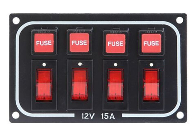 Панель выключателей для судна , 4 клавиши, 4 предохранителя, черная (10235920)