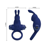 Синее эрекционное кольцо с выступом-зайчиком для стимуляции клитора (Цвет: синий)