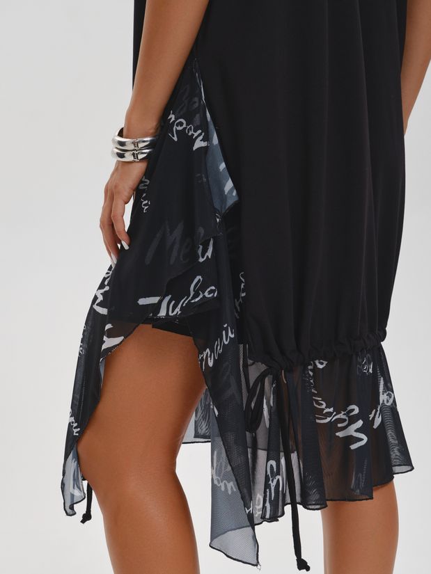 Платье с воланами буквы, черный