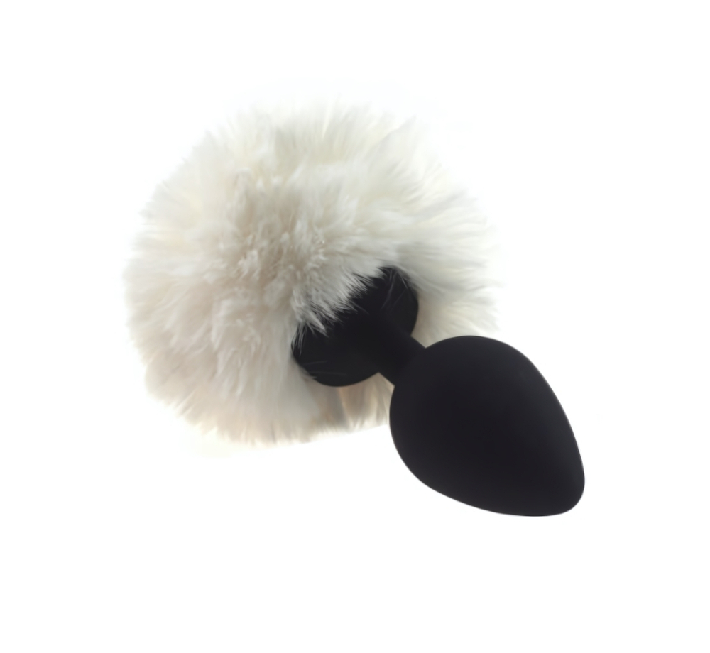 Анальная втулка черная с заячим хвостом Small 7 см