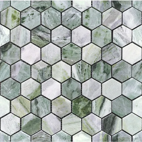 Мозаика из натурального камня Onice Verde oliva POL hex 23x40x7 Pietrine Hexagonal зеленый