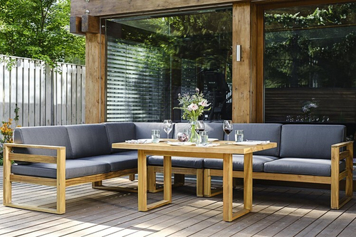 Угловой комплект из акации BOOKA с обеденным столом