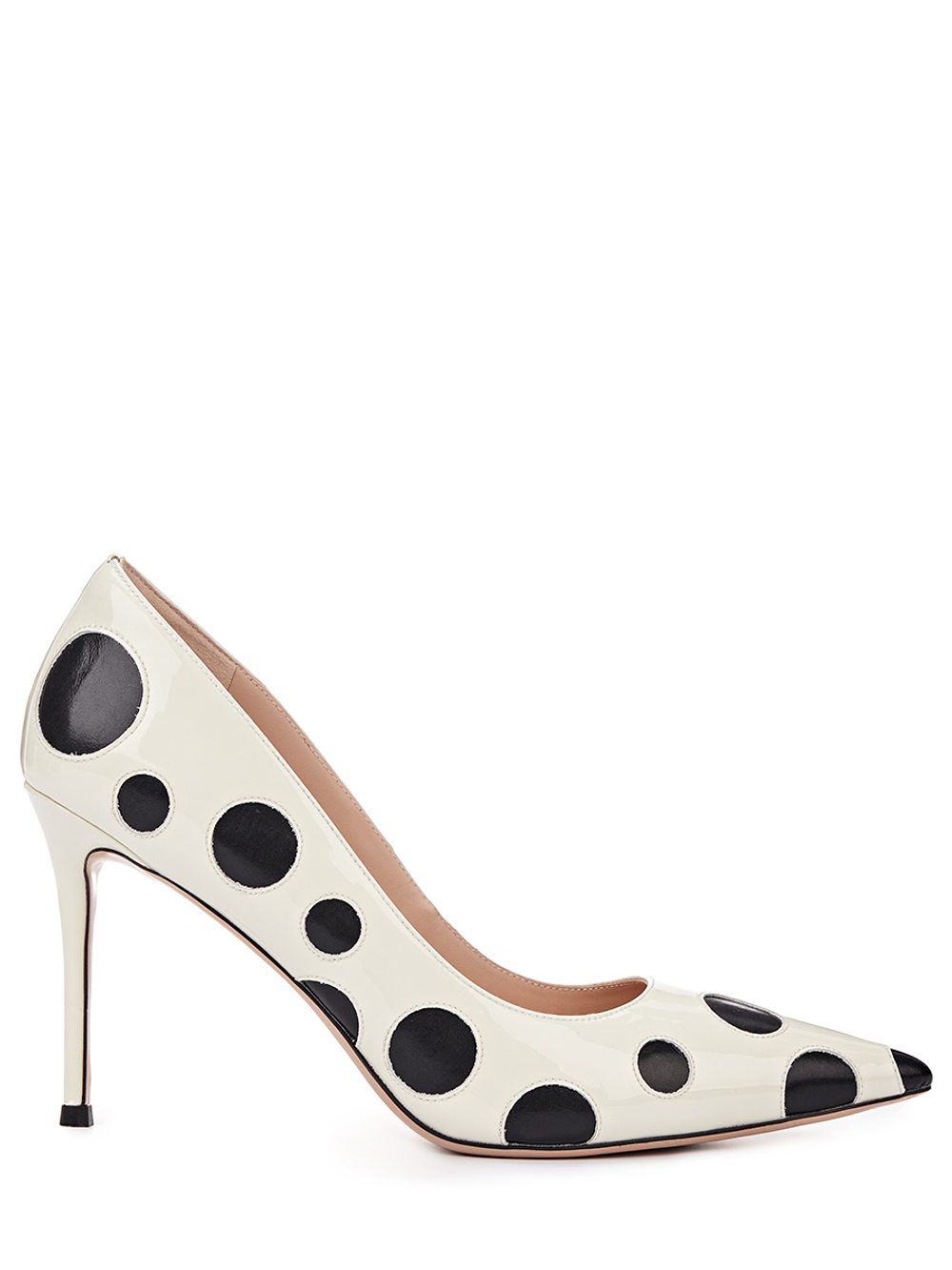 Женские туфли кожаные белые в горох