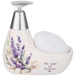 ДОЗАТОР ДЛЯ МОЮЩЕГО СРЕДСТВА "ДУША ПРОВАНСА" 350 МЛ. 11*9 СМ. ВЫСОТА=16 СМ. + ГУБКА (КОР=24ШТ.)