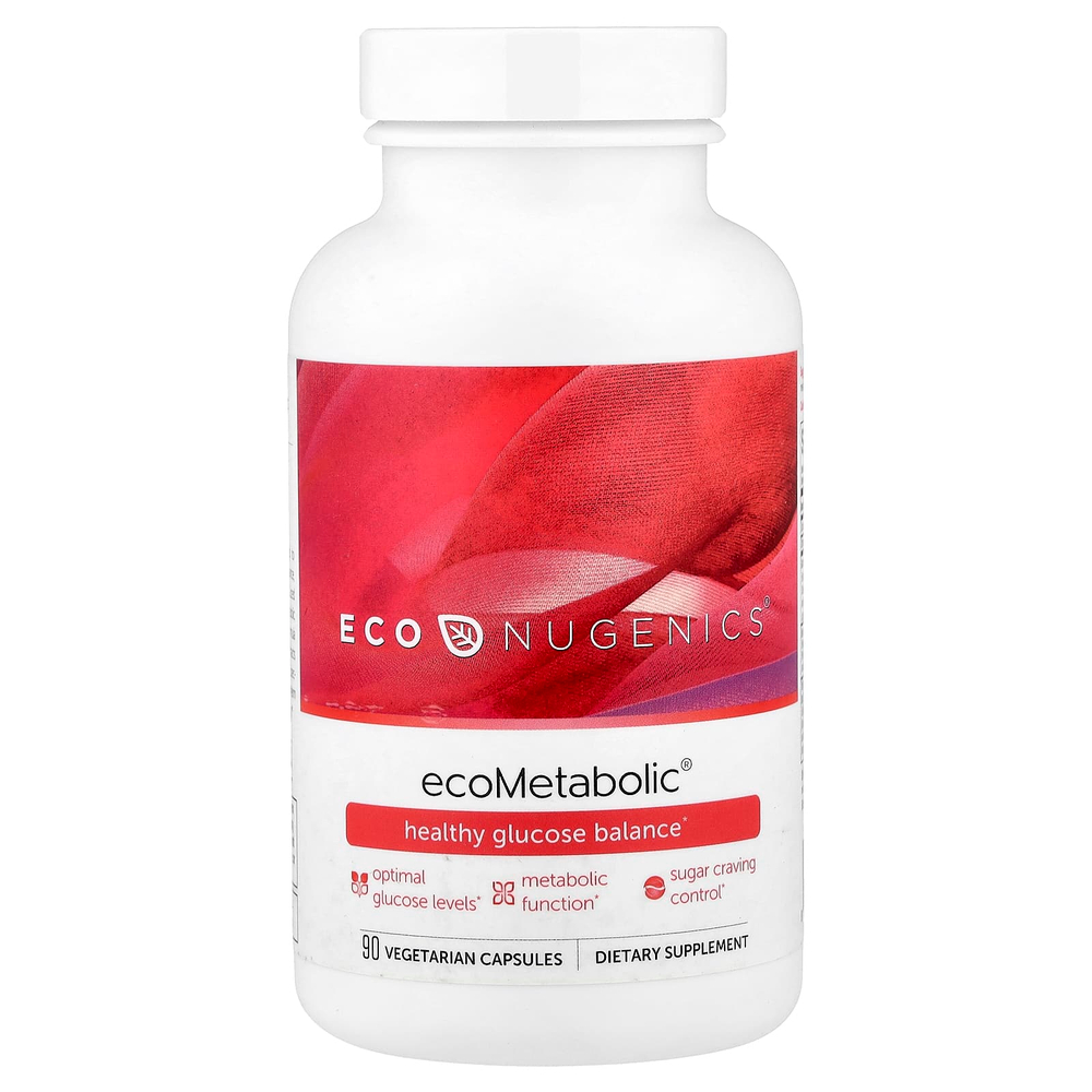 Econugenics, ecoMetabolic, здоровый баланс глюкозы, 90 вегетарианских капсул
