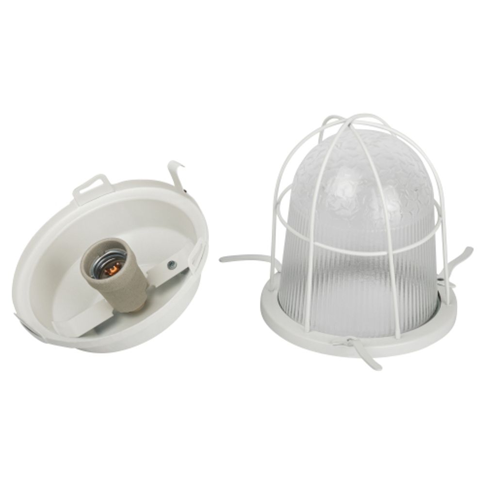 Светильник ЭРА НСП 02-100-003 с решеткой Желудь сталь стекло IP54 E27 max 100Вт 172х262х275 белый