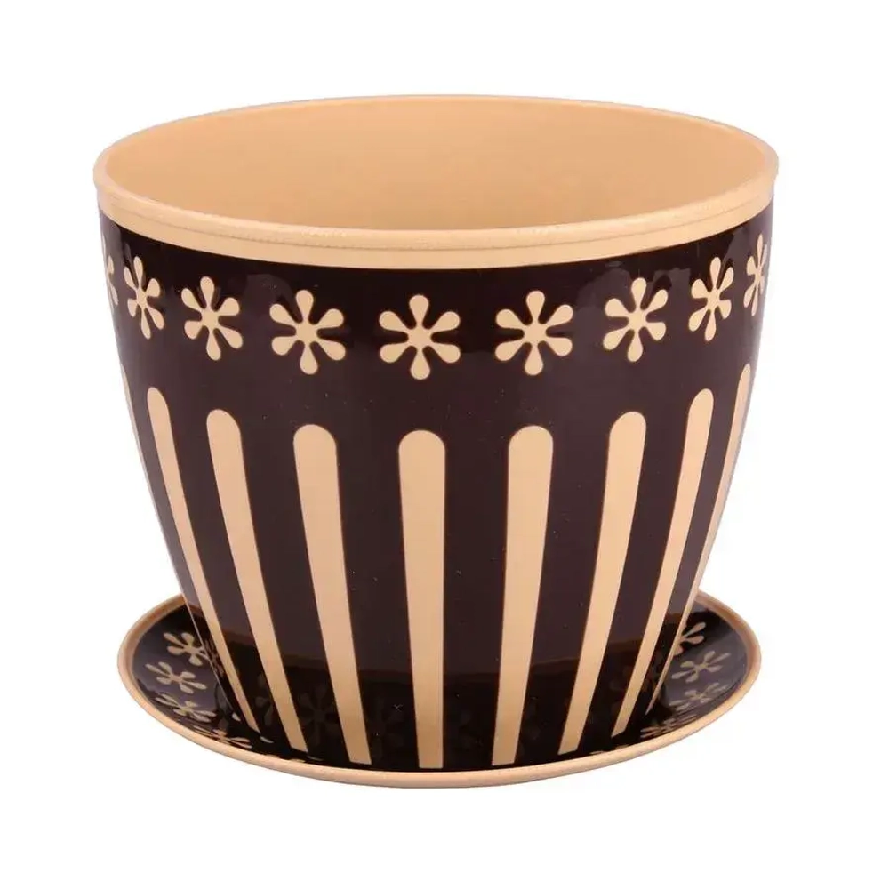 Горшок цветочный Валенсия 3,4л. с под. (бежево-коричневый) (комплект 16 шт)