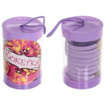 Резинки для волос детские в тубе 9шт «ЗАБАВА», цвет сиреневый, d-4см (наклейка Кокетка)