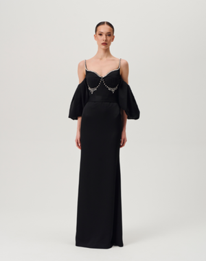 Платье Starlette (Старлет) с выш. на корсете, черное