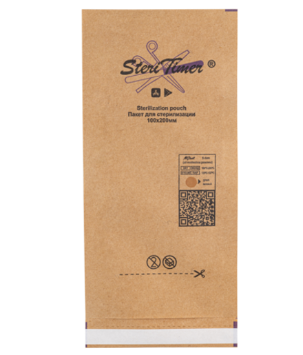 Пакет бумажный плоский самоклеящийся Стеритаймер крафт 100х200мм (100шт)