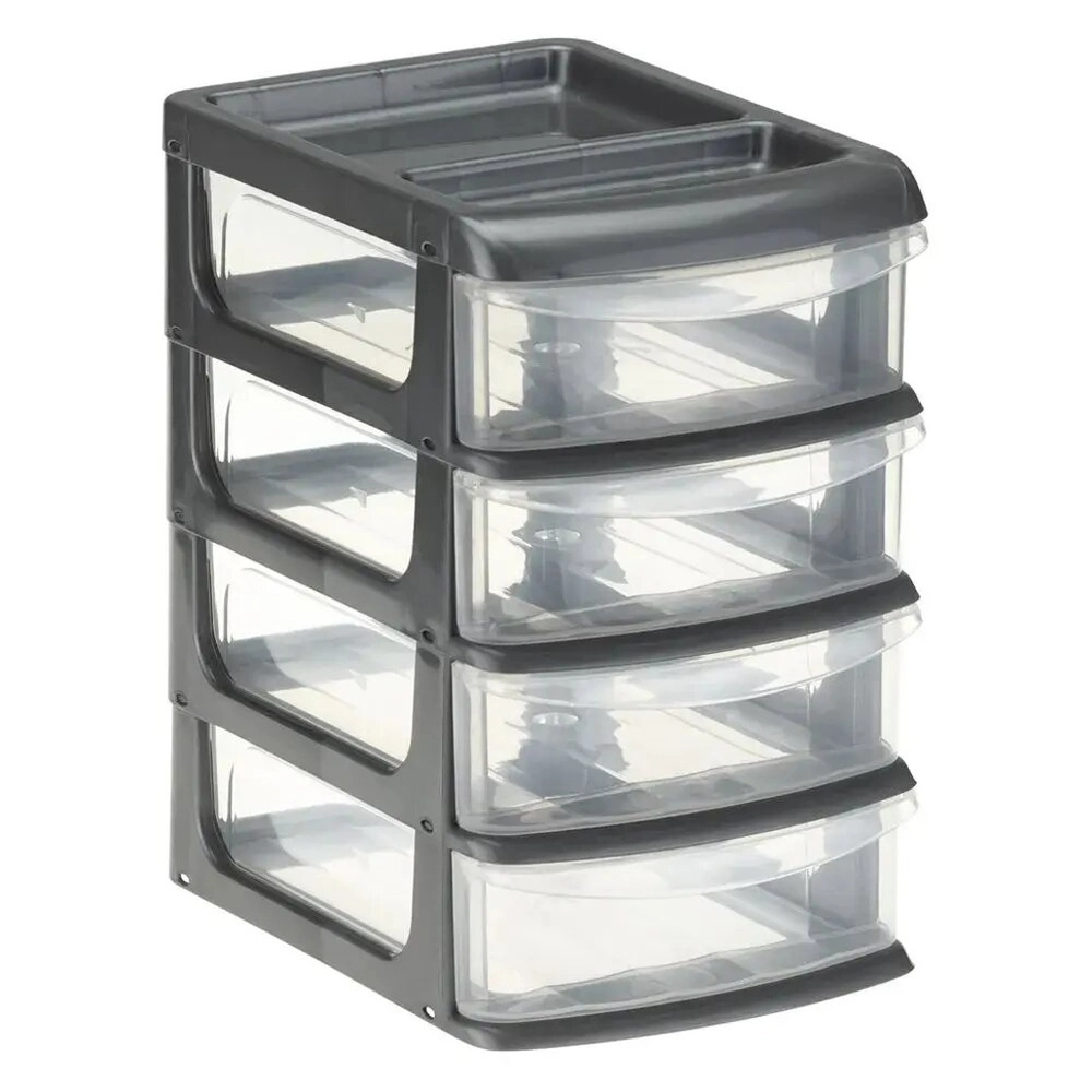 Бокс универсальный мини (4 секции) Графитовый