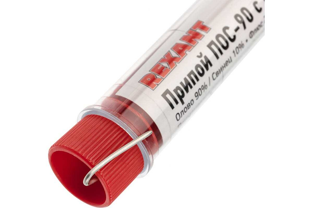 Припой с канифолью ПОС-90 (10 г; 1.0 мм) колба REXANT 09-3102