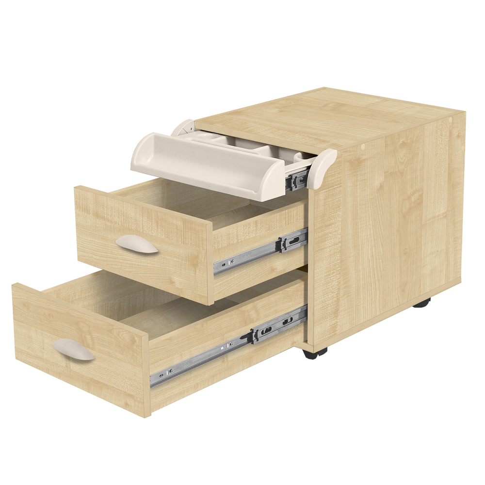 Тумба Дэми на колёсиках с 2 ящиками и органайзером для канцелярии (ТУВ.09)