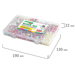 Набор для создания бижутерии и украшений BEADS SET, 450 элементов, 24 вида, BRAUBERG KIDS, 664695