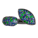 Кольцо с Цаворитами и Сапфирами, R0259-4/25