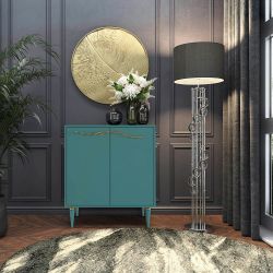 Комод Арт Колор matte Классик Голд с 2 полками Пастельно-синий матовый