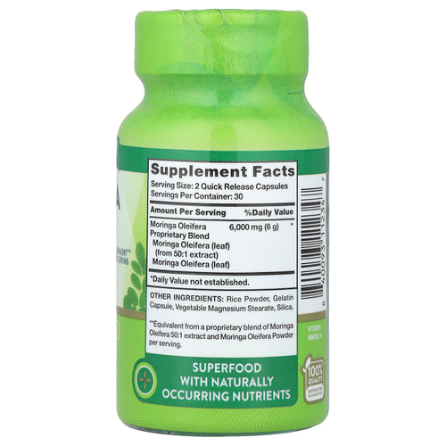 Nature's Truth, моринга масличная, 60 капсул с быстрым высвобождением (3000 мг в 1 капсуле)