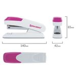 Степлер №24/6, 26/6 BRAUBERG "Delta", до 20 листов, с резиновой накладкой, серый, розовая вставка, 222557